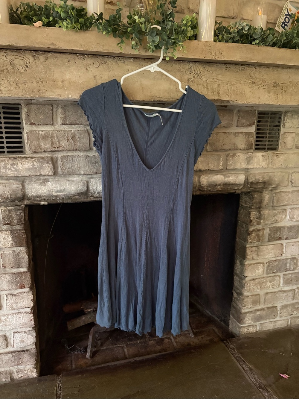 UO Kimchi Blue Fit and Flare Skater Dress - Slate Blue
